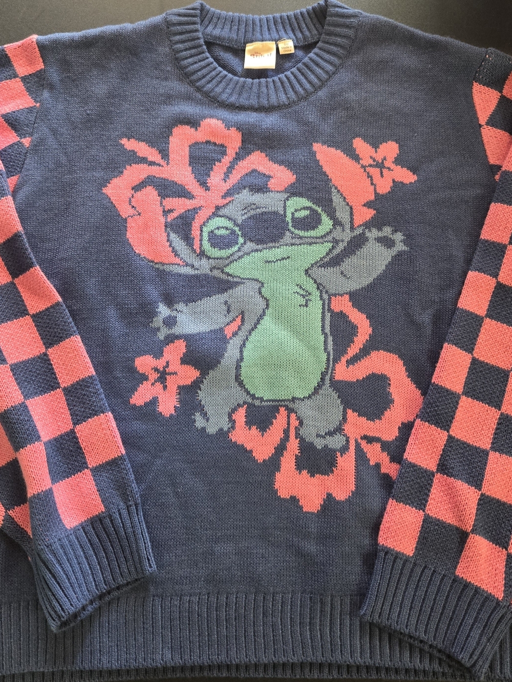 Disney x Skinnydip Lilo & Stitch Knitted Graphic Checkerboard Sweater Medium M